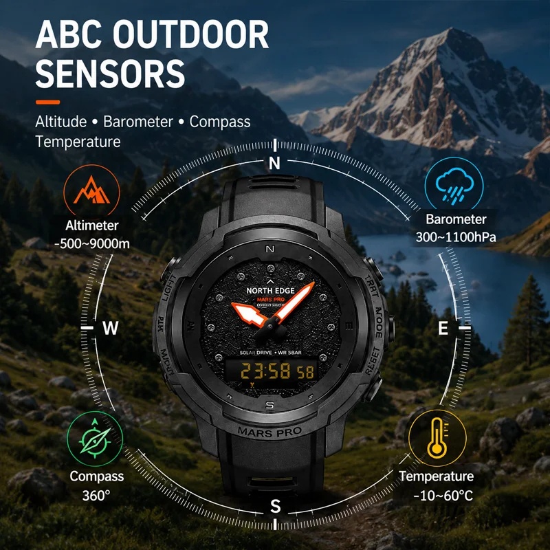 NORTH EDGE MARS PRO Outdoor Wa - Altimeter Compass Watch review and price